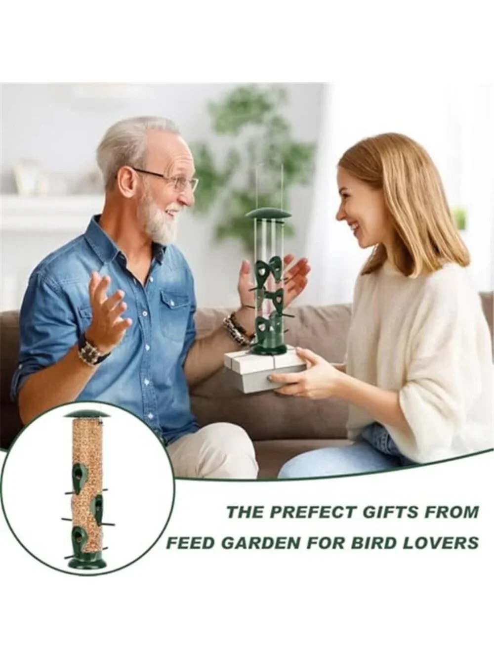 Metal Bird Feeder - 6 Port Tube Feeder for Outdoors, Heavy Duty Squirrel Proof